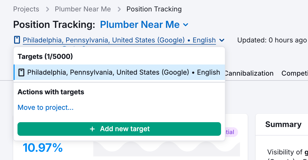 position tracking local SEO setup