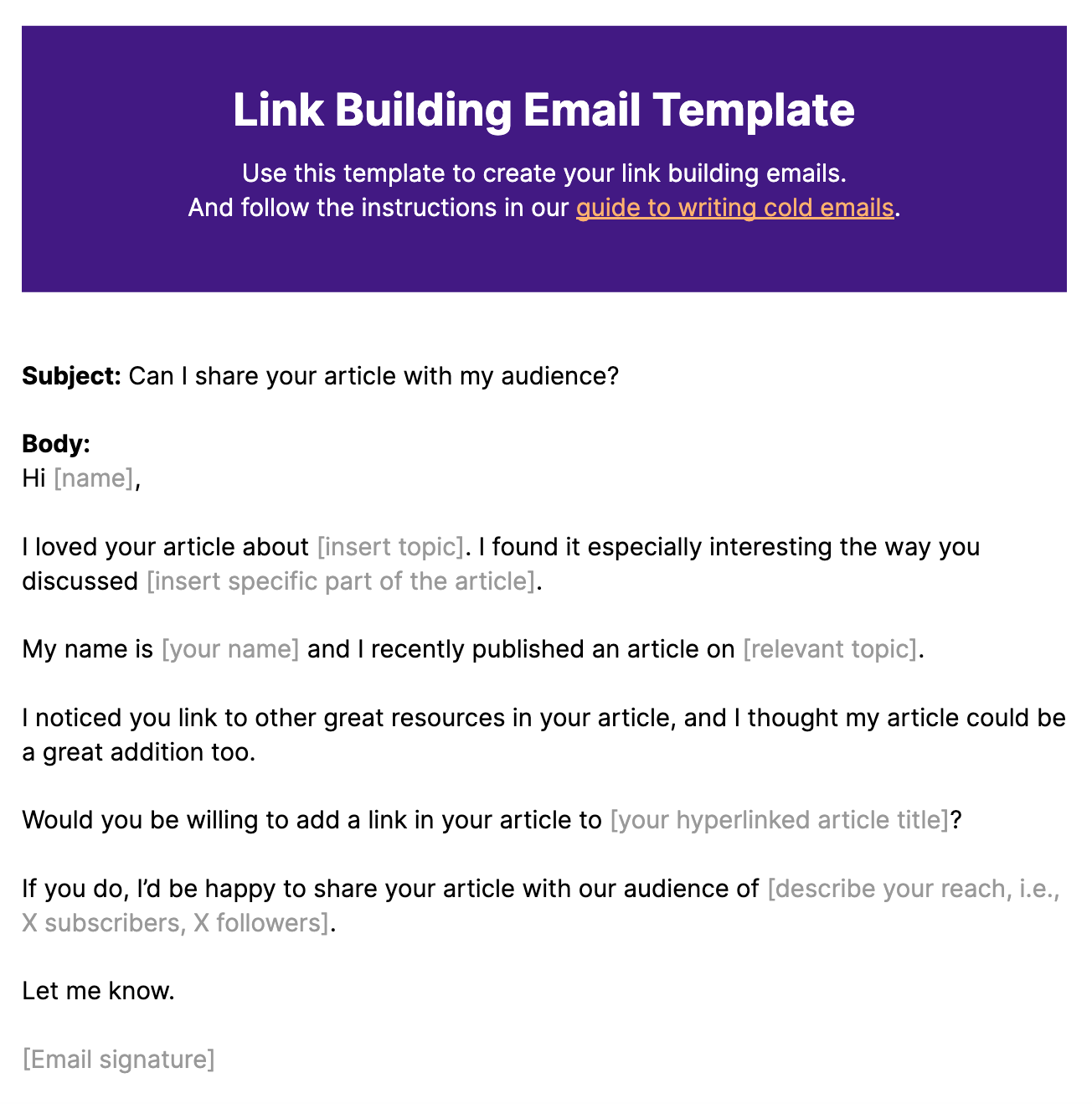 Link Building Email Template