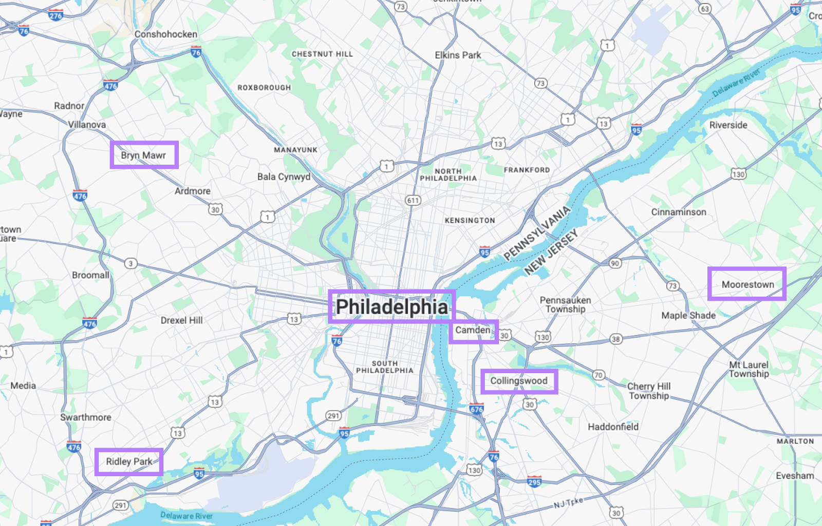 map with multiple cities for SEO campaign to target