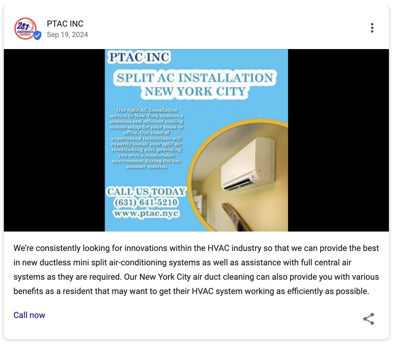 A GBP post using a text-heavy graphic with no real visual context.