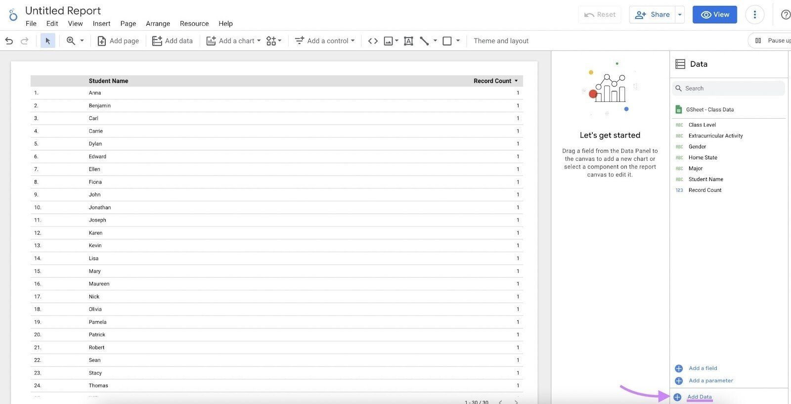 Adding a connector to Looker Studio