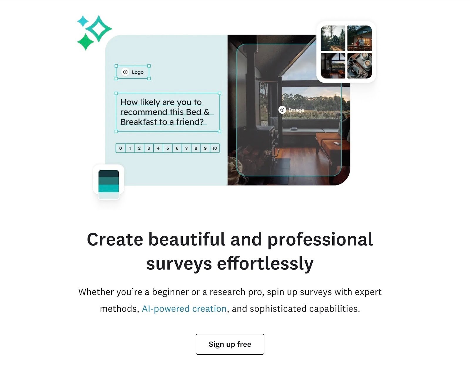The benefits section of a landing page by Survey Monkey.