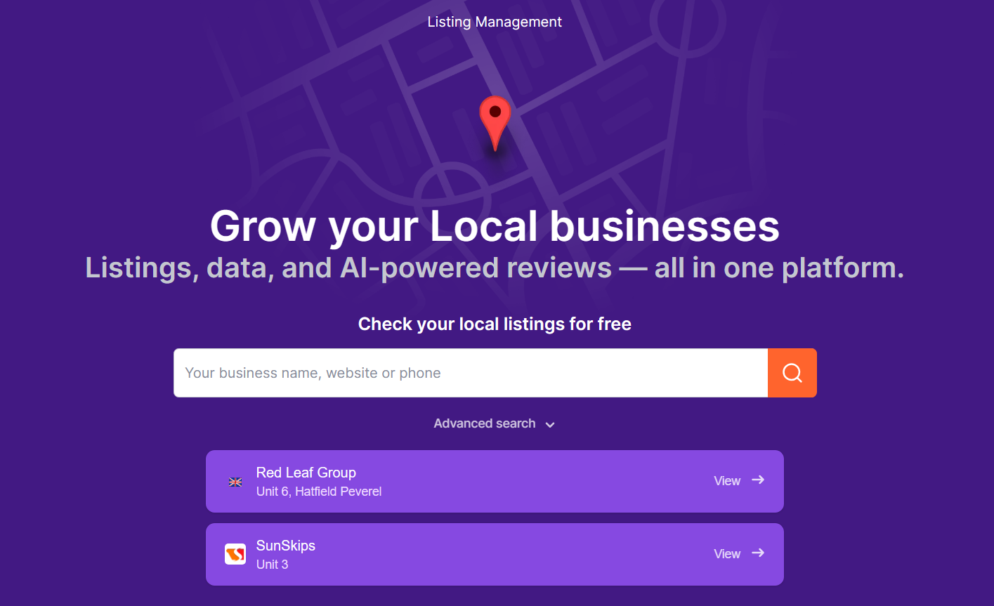 Semrush Local’s Listing Management service