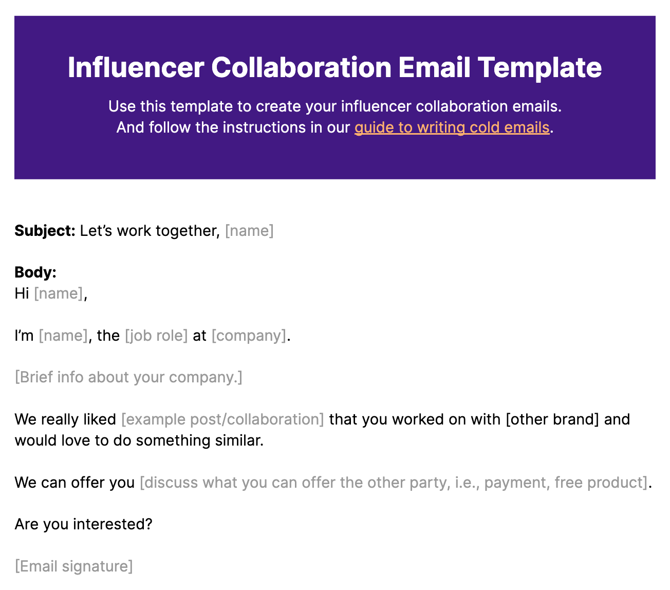 Influencer Collaboration Email Template