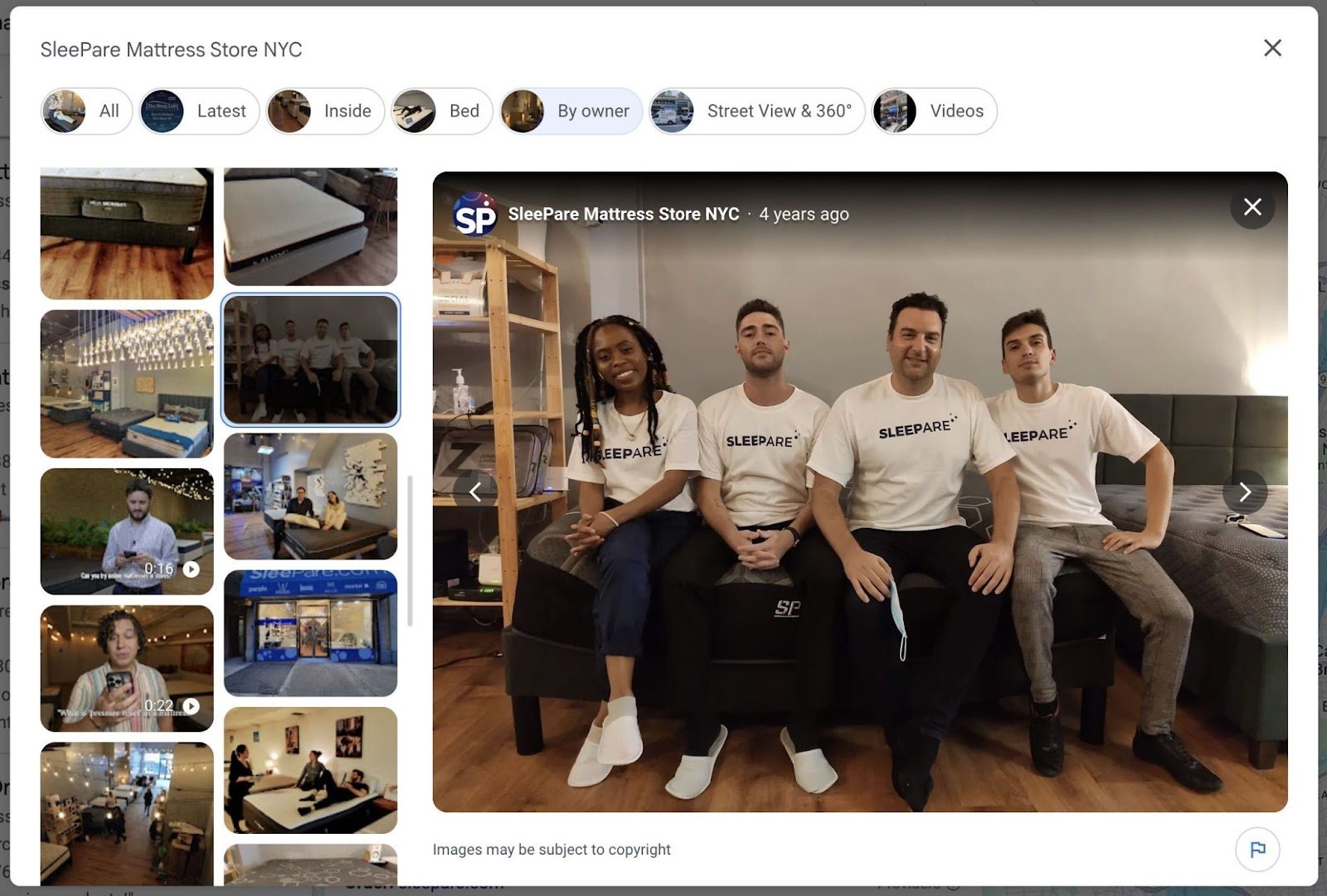 Photos uploaded by a business on Google showing the team, products, and both the interior and exterior of the store.