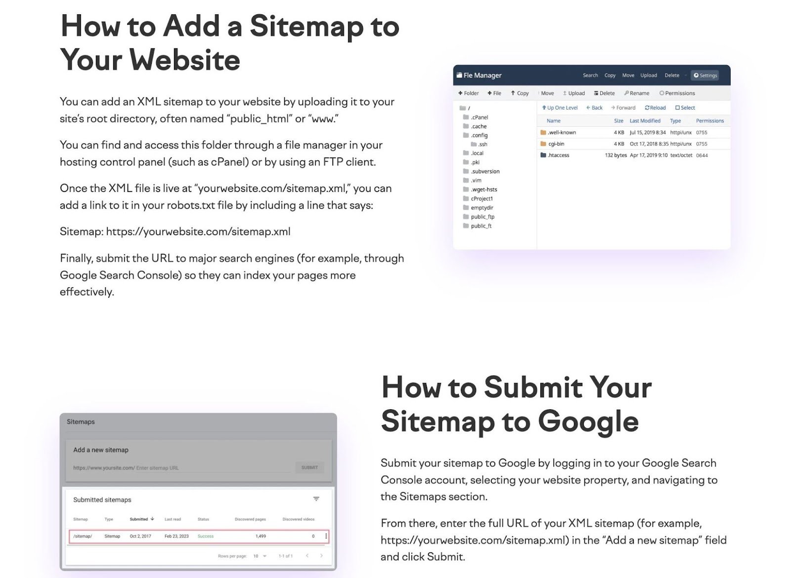 Guide on how to add a sitemap to your website and submit it to Google on Semrush’s Free Sitemap Generator.