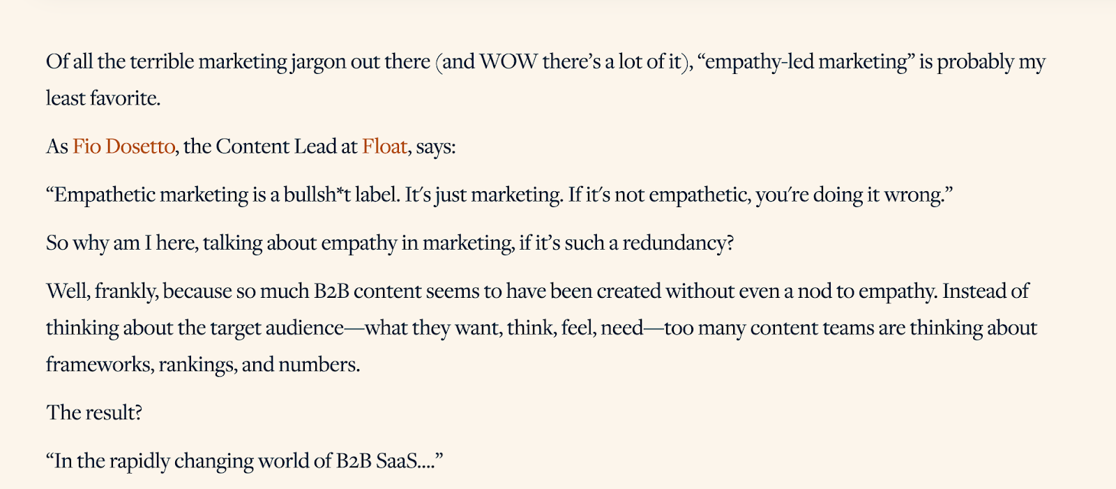 Short sentences, small paragraphs, limited jargon, and active voice used on a blog post by Beam Content.