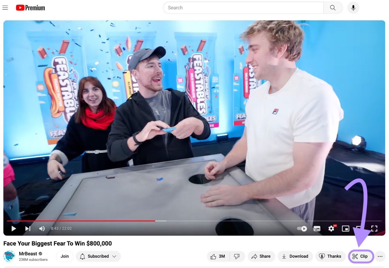 YouTube's built-in clipping tool