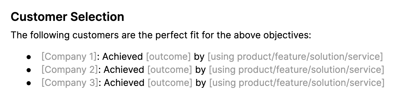 A case study customer selection