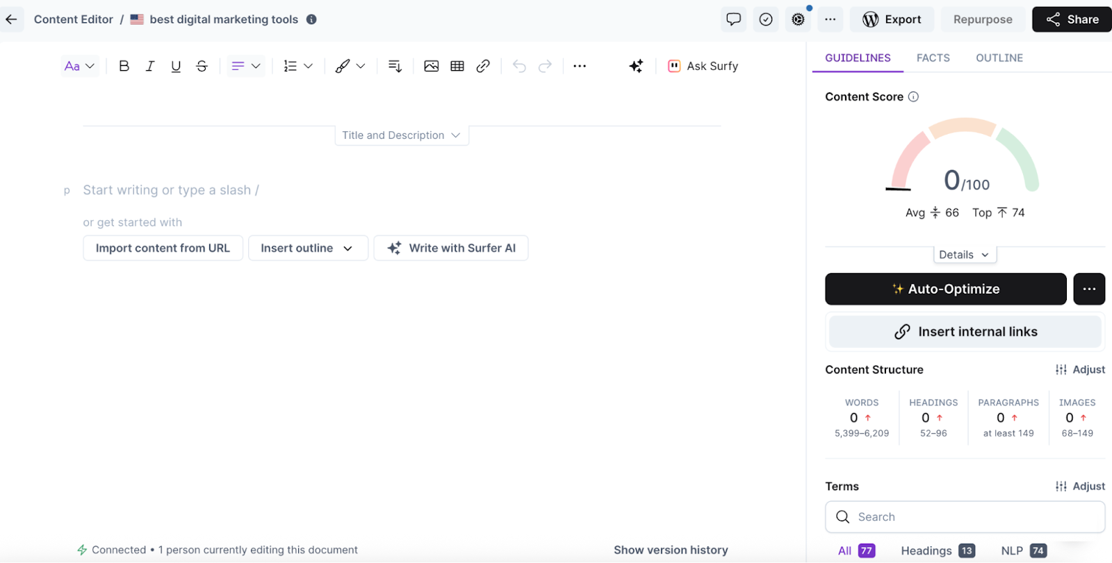 Content editor is currently blank