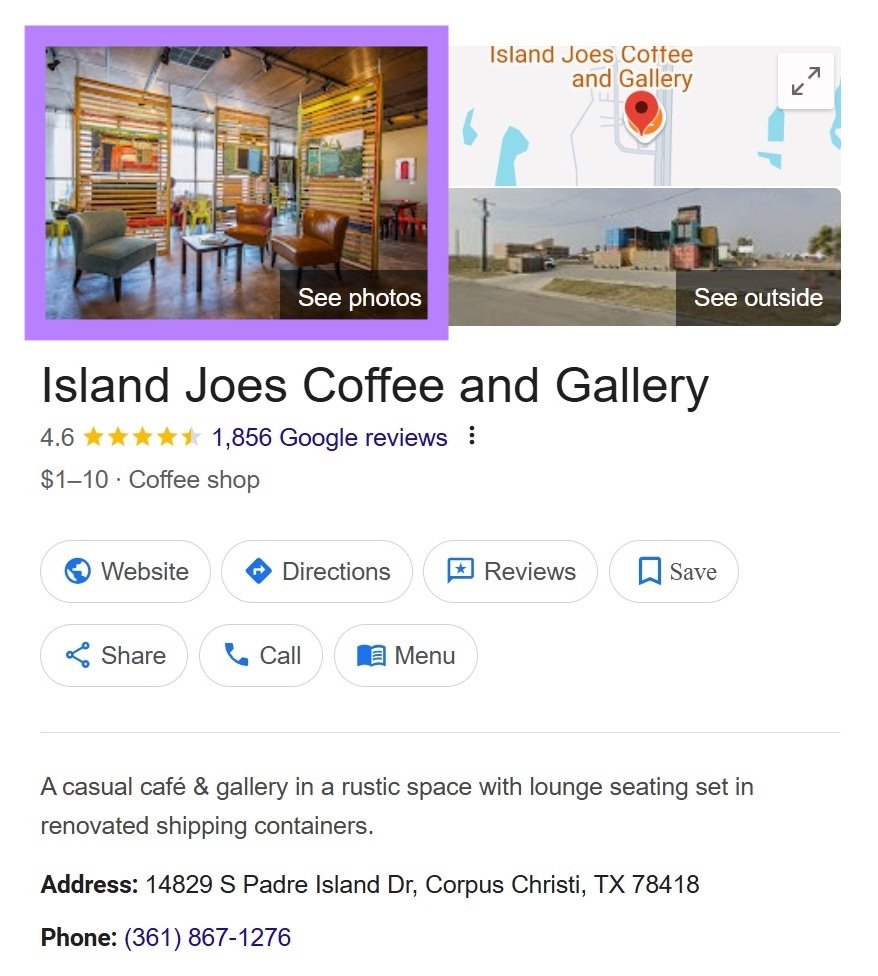 The cover photo displayed at the top of a Google Business Profile listing.
