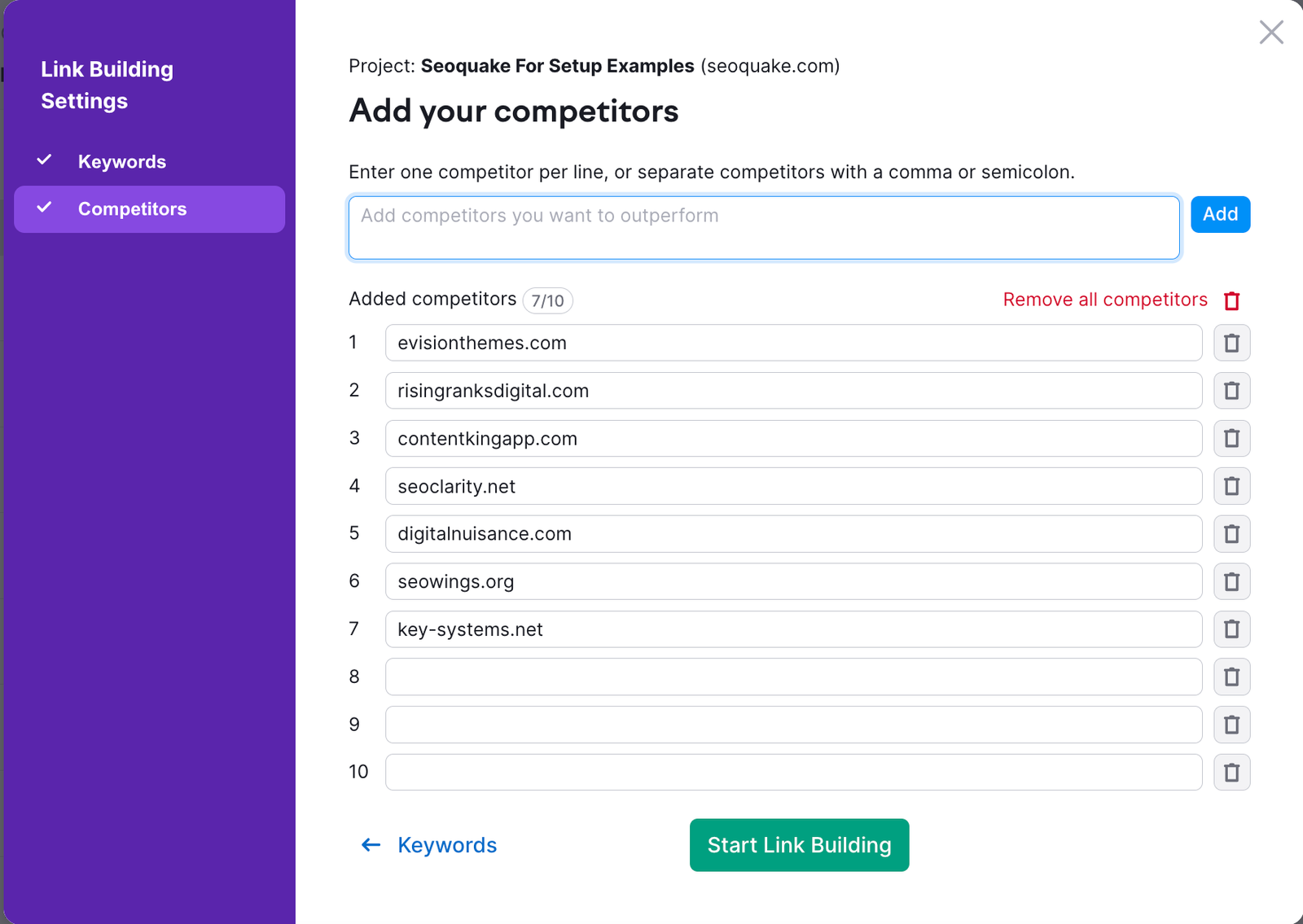 Configuring Link Building Tool image 2