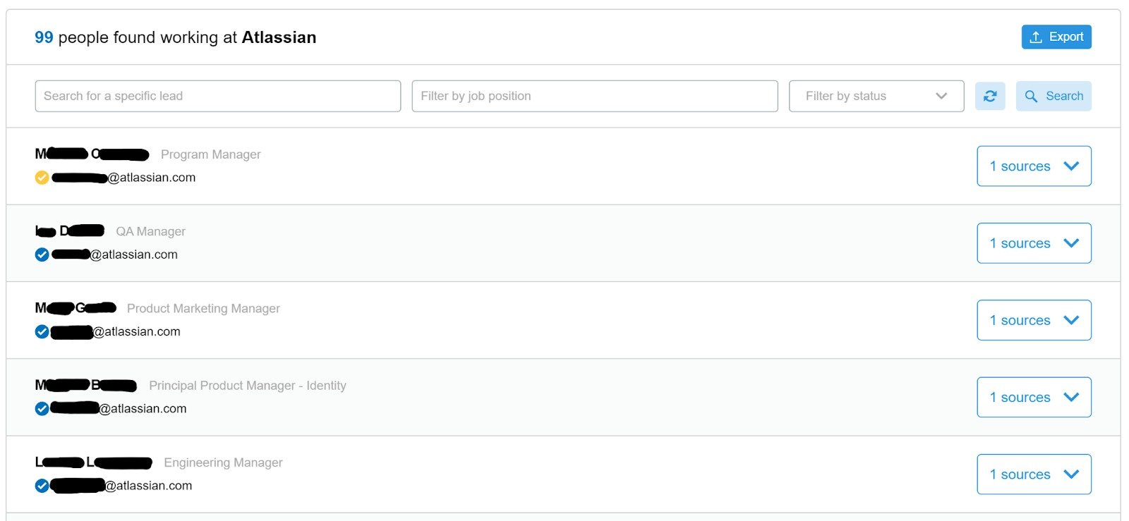 FindThatLead Domain Searcher people found