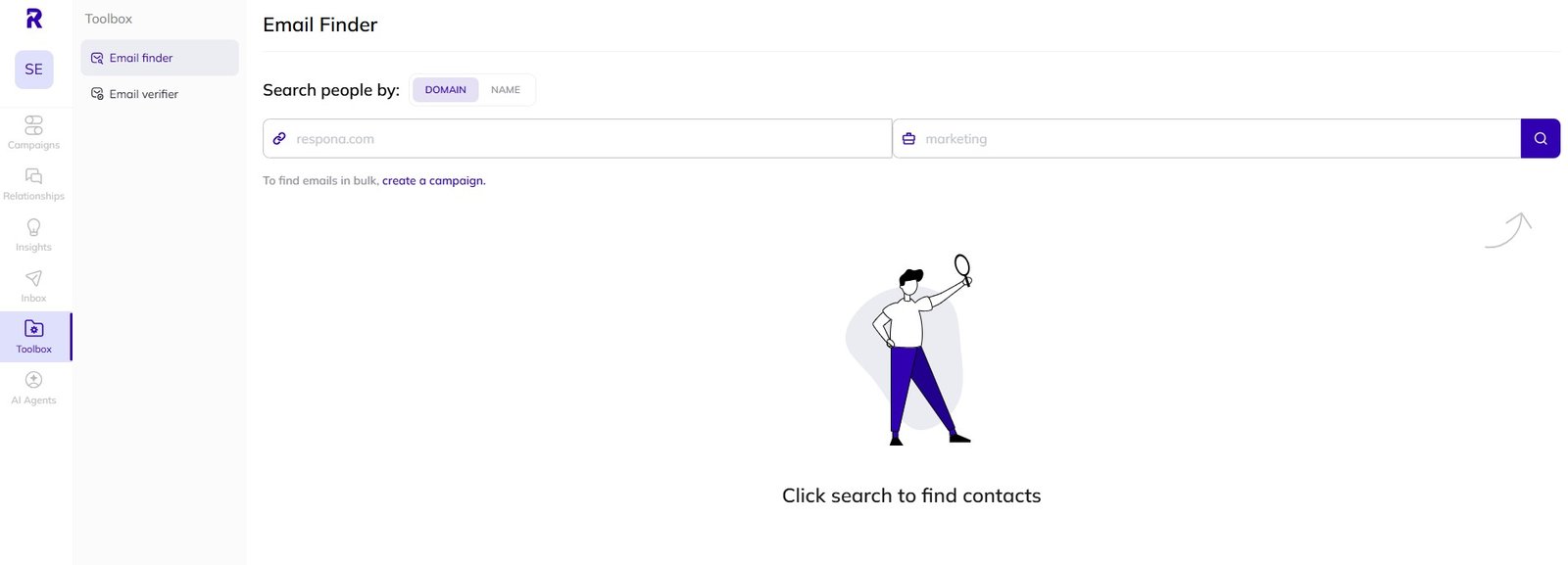The Email Finder tool in AI Backlink Builder.