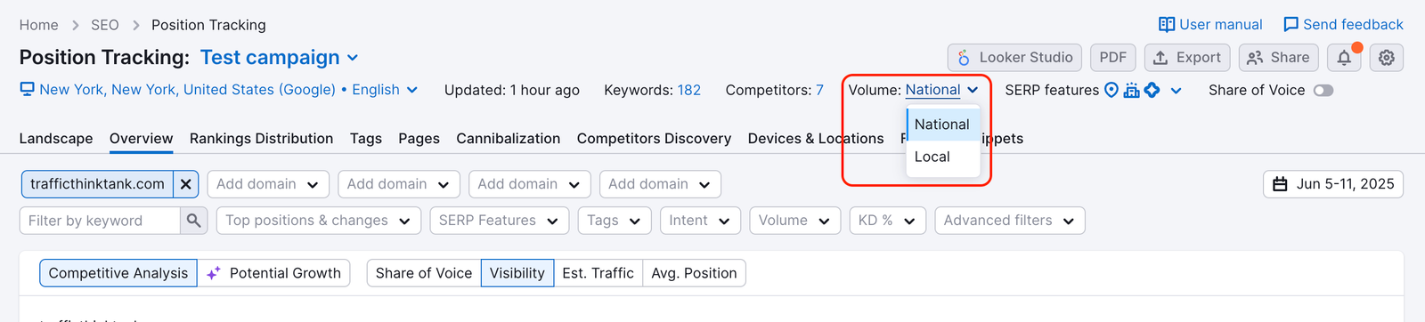 Volume types in Position Tracking.