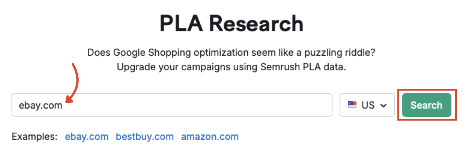 The PLA Research main search bar.